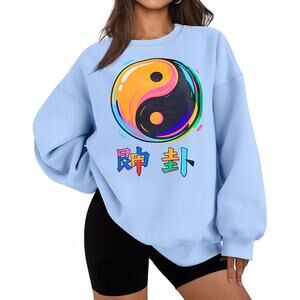 NEW Yin Yang Oversized Sweatshirt XL Positive Energy Balance Fleece Pullover
